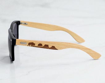 Wood Aviator Sunglasses: Brown & Gold Polarized Steel Frame  display picture 1