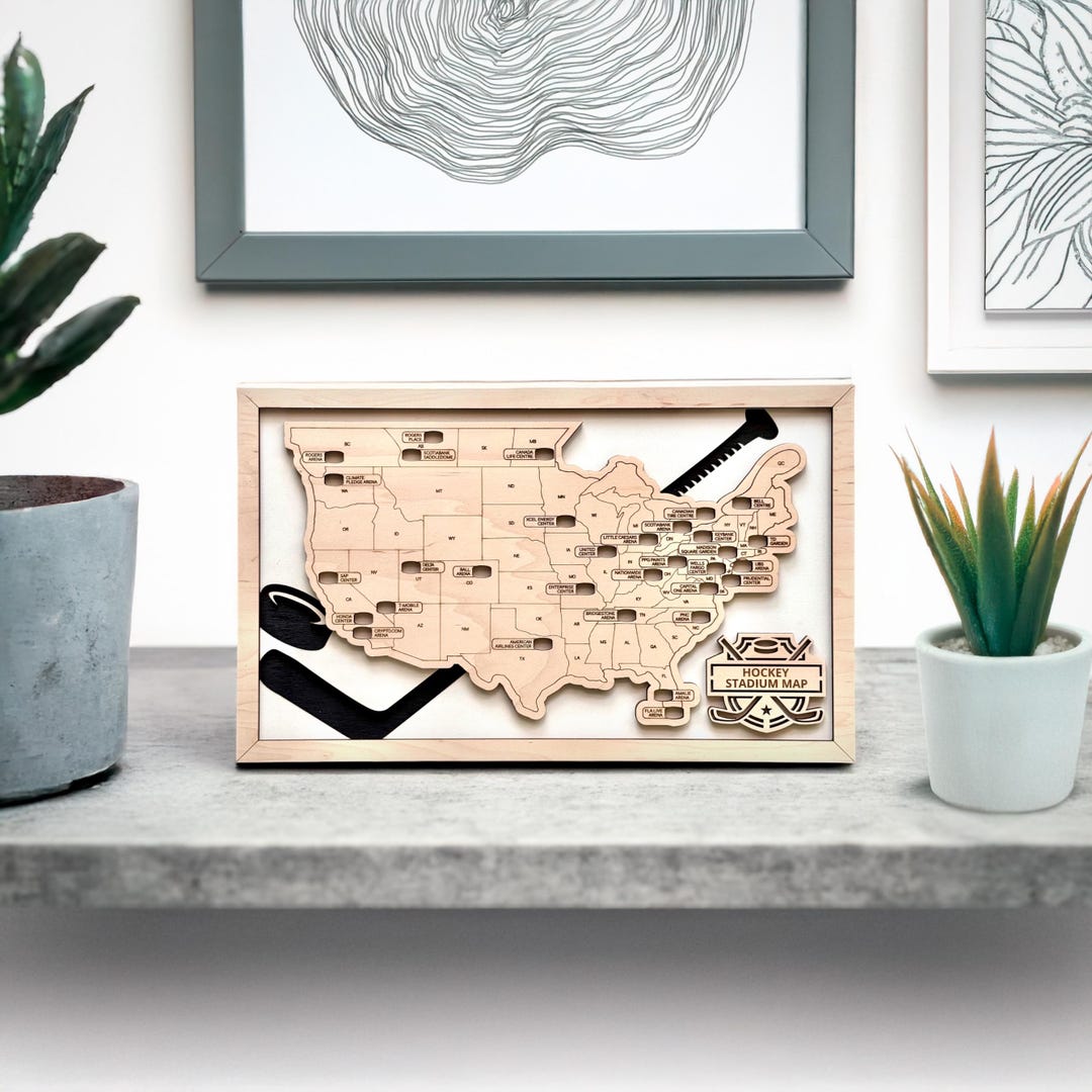 Personalized NHL Hockey Arena Map – Wooden USA Stadium Tracker - Etsy