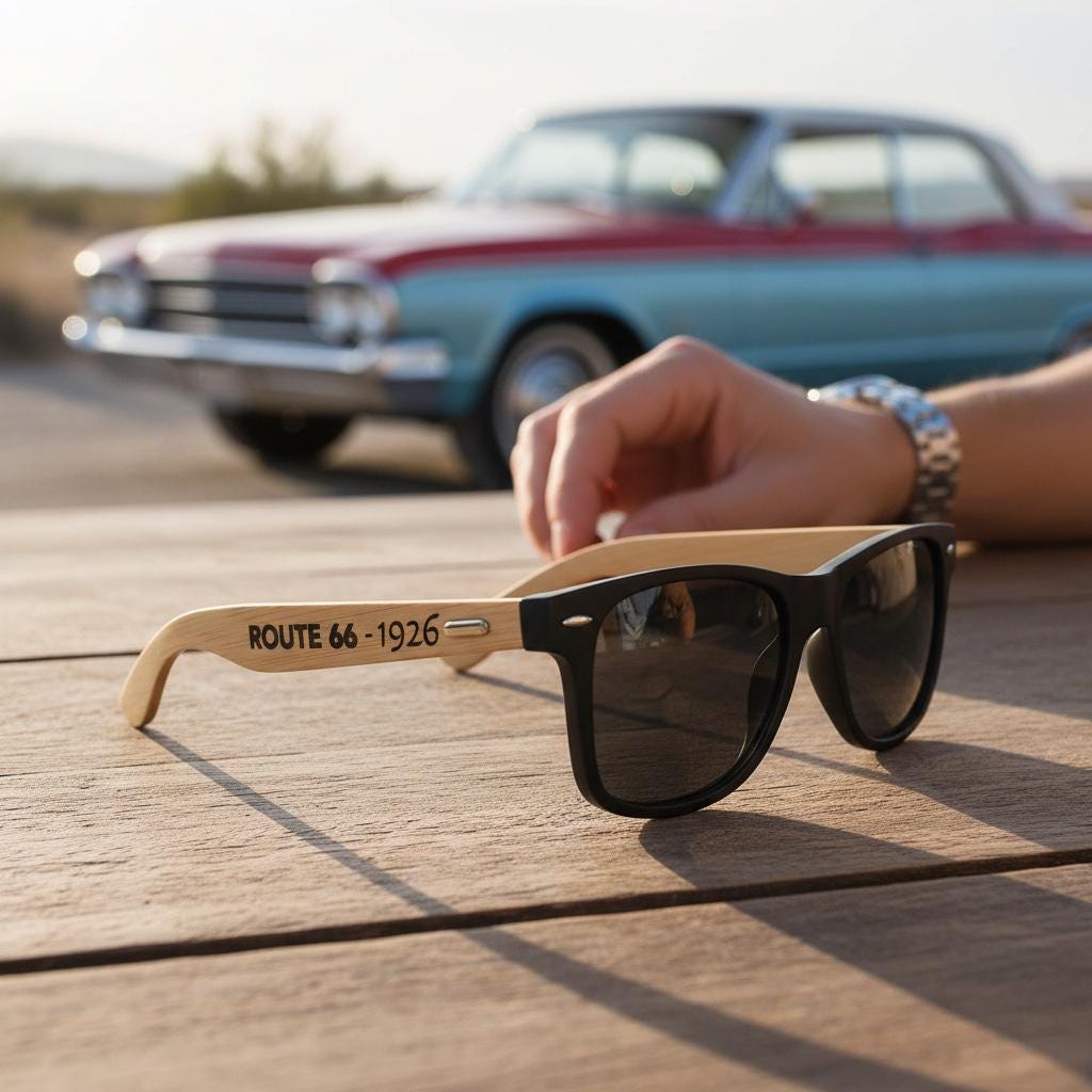 Route 66 Sunglasses Wooden Arm Shades Get Your Kicks Travel Gift - Etsy