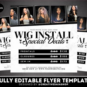 Wig Install Specials Flyer | Customizable Hairstylist Template (Digital Download)