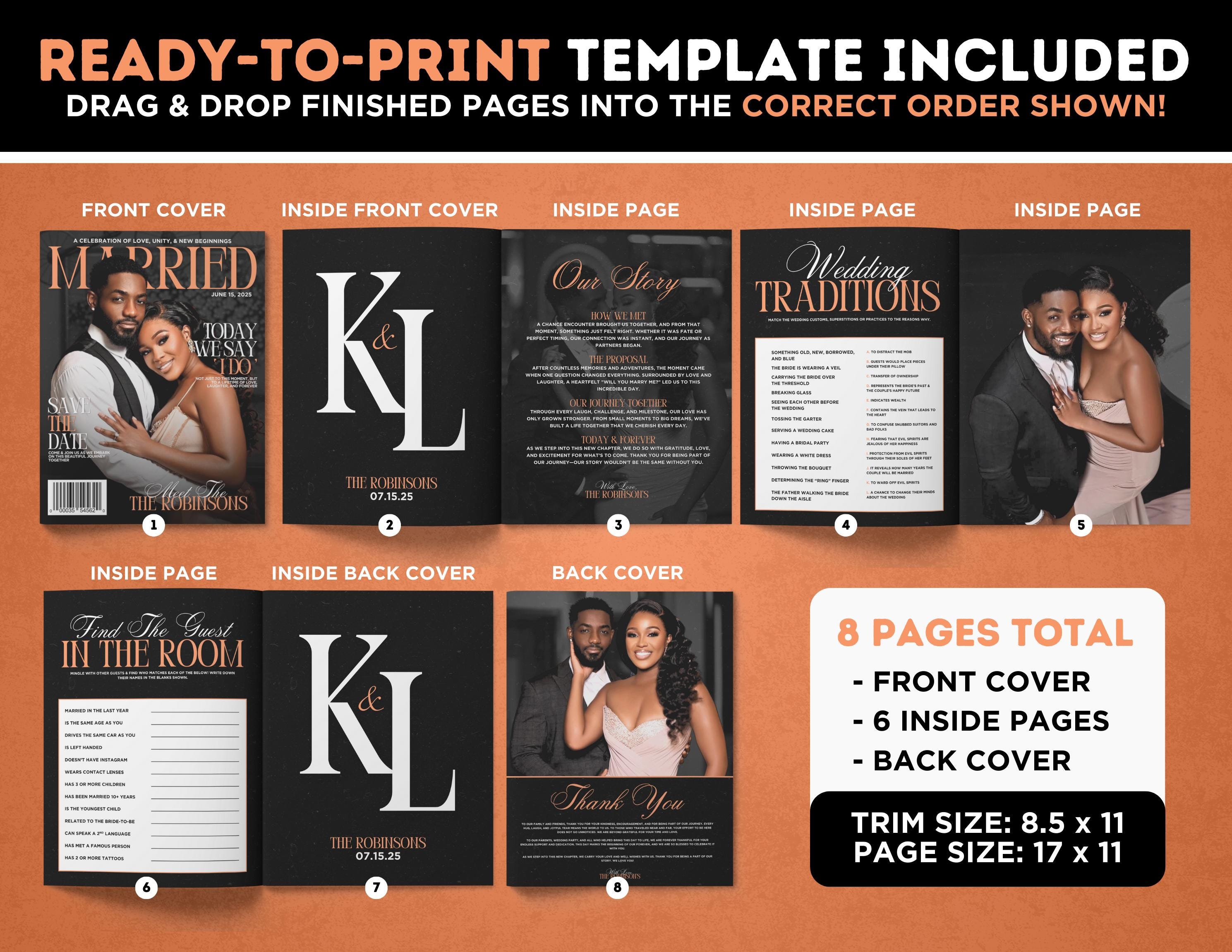 Magazine Program Customizable Wedding Magazine Program | 8 Page Booklet (canva Template ...