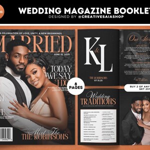 Wedding Magazine Program | 8 Page Ceremony Program Booklet | Interactive Games Included | Printable Template (Digital Download)