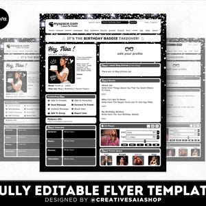Y2K MySpace Birthday Flyer | Customizable Social Media Invitation (Canva Template)