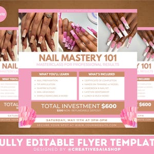 Flyer zum Nageldesign-Kurs | Masterclass „Meisterschaft 101“ | Instagram-Post zum Nageldesign-Kurs (Digitaler Download)