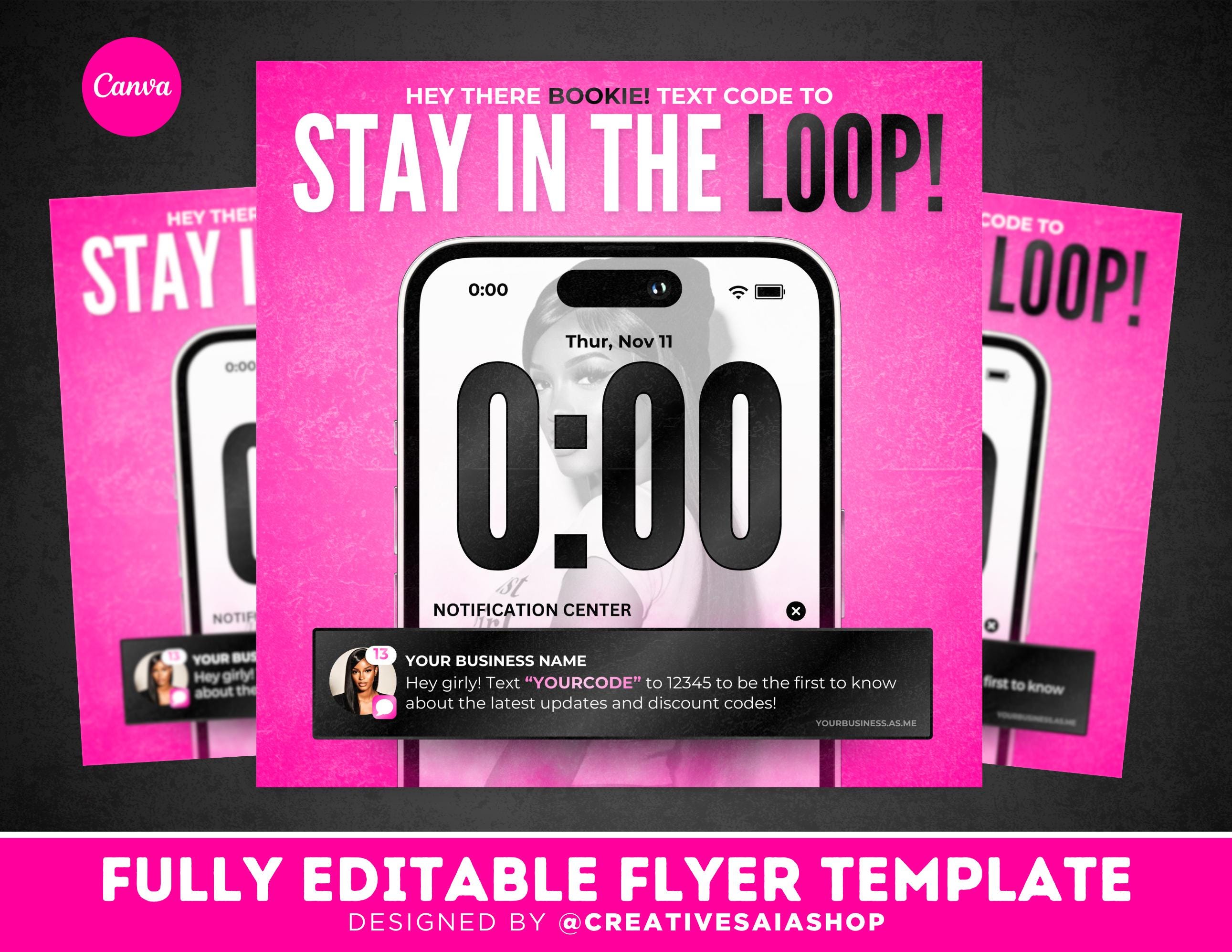 Text Alert Flyer | Customizable Business Template (canva) - Etsy