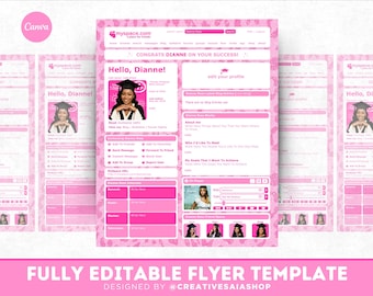 Folleto de graduación de MySpace Y2K / Plantilla de Canva personalizable