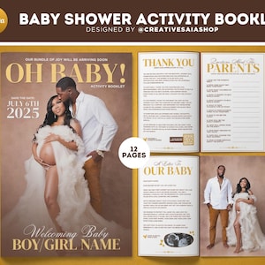 Elegant Baby Shower Activity Booklet | DIY 12-Page Magazine (Digital Download)