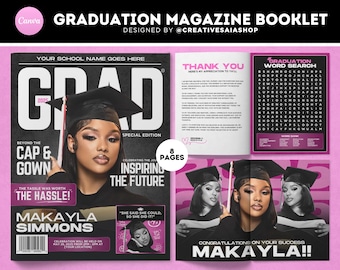 Customizable Graduation Magazine Booklet | DIY Class of 2025 (Digital Download)