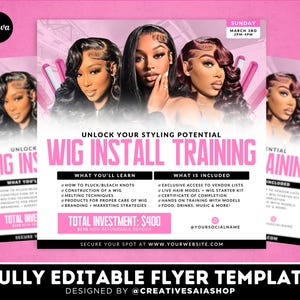 Wig Install Training Flyer | Customizable Canva Template (Digital Download)