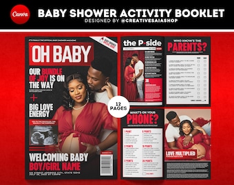 Customizable Baby Shower Magazine Activity Booklet | 12 Page (Digital Download)