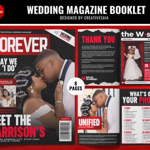 Wedding Magazine Booklet | Customizable DIY Booklet | 8 Page Magazine | Wedding Program | Wedding Ceremony | Modern Magazine Booklet