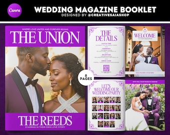 Modern Wedding Program Magazine | DIY 8-Page Booklet (Digital Download)