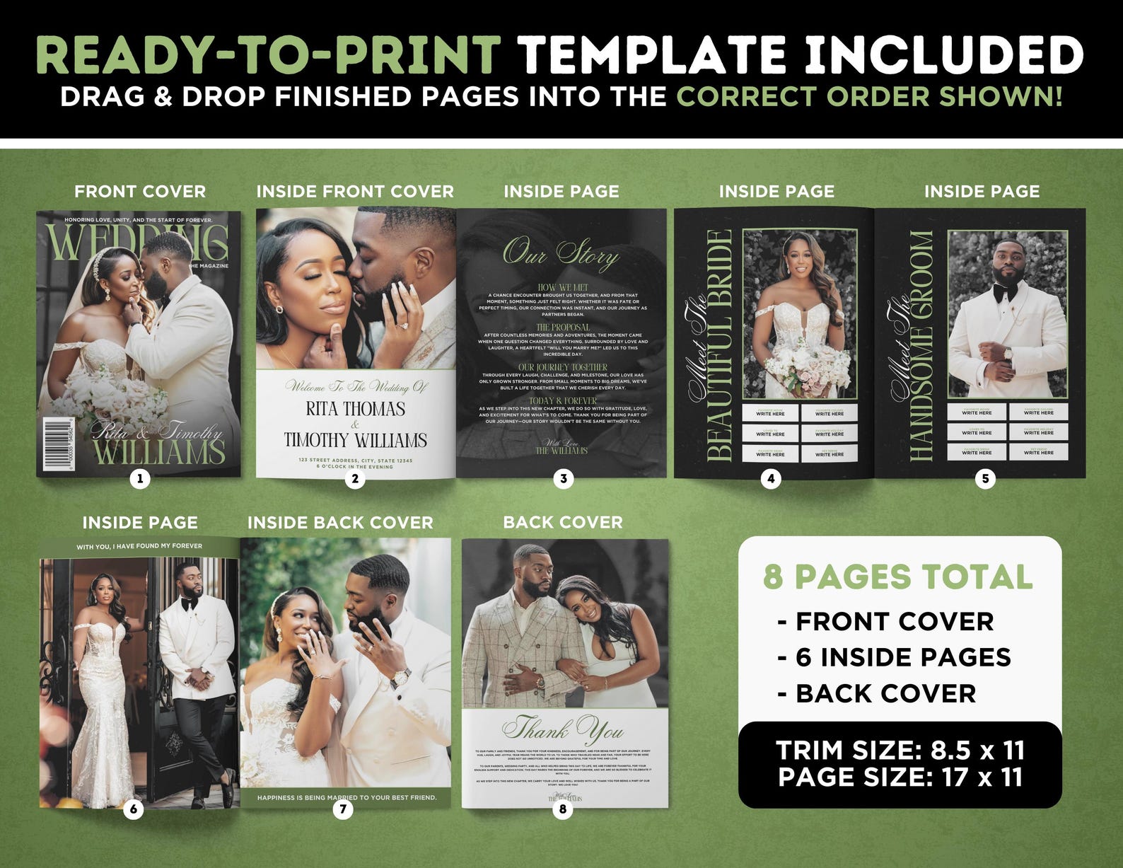 Magazine Program Customizable Wedding Magazine Program | DIY 8 Page Booklet (canva ...