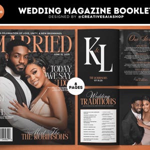Programma personalizzabile per riviste di matrimonio / opuscolo di 8 pagine (modello Canva)