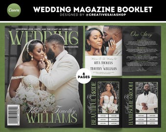 Customizable Wedding Magazine Program | DIY 8 Page Booklet (Canva Template)