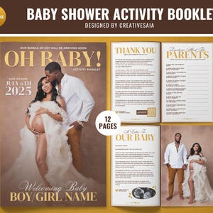 Baby Shower Activity Booklet | Customizable DIY Booklet | 12 Page Magazine | Elegant Themed Booklet | Baby Shower | Modern Magazine Booklet