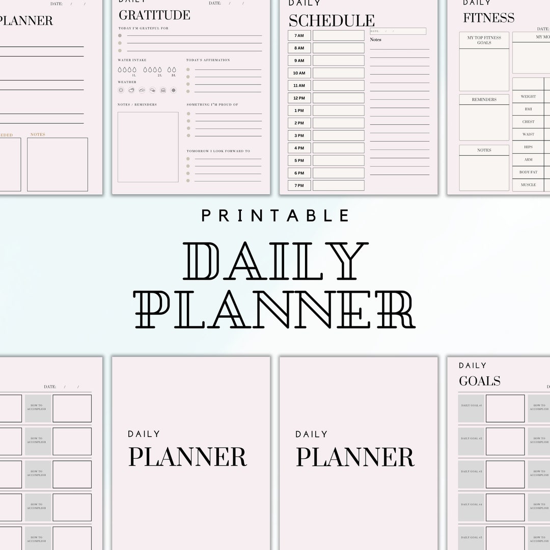 Printable Daily Planner, PDF, Daily Goal Setting, Daily Meal Planner ...