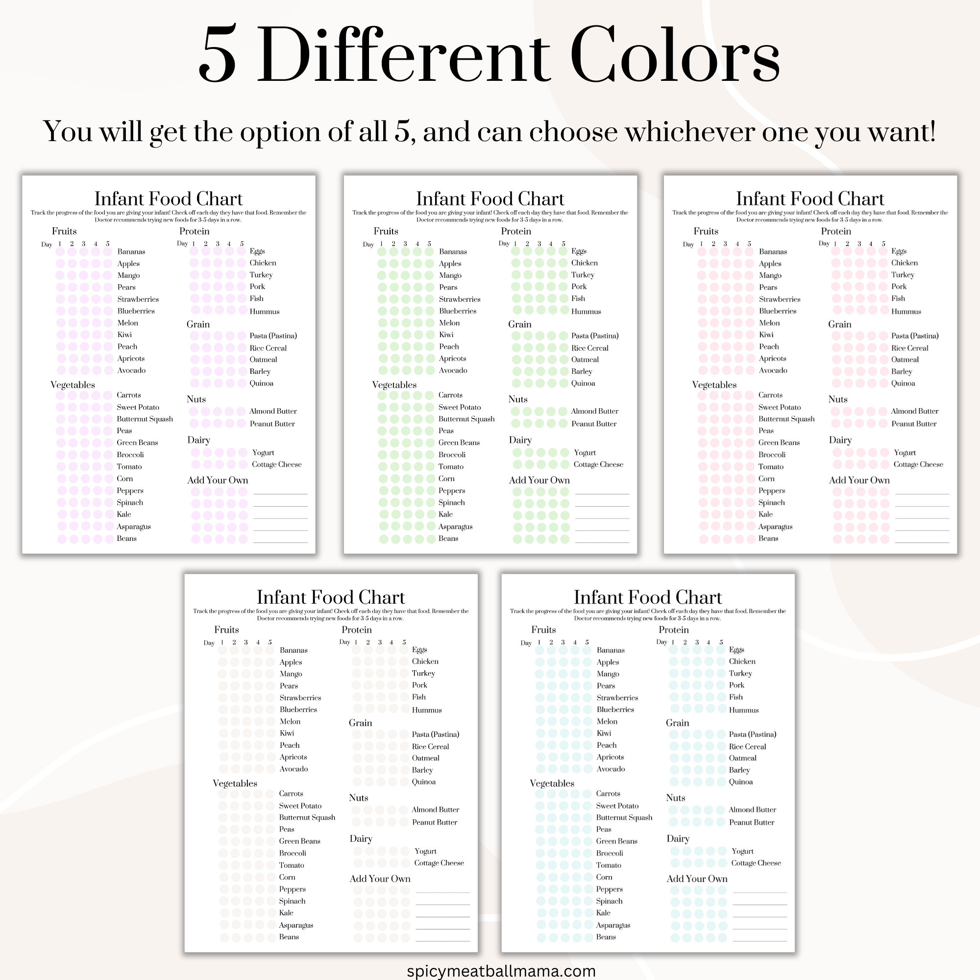 Infant Food Chart, Baby's First Foods, Infant First Foods, Instant PDF