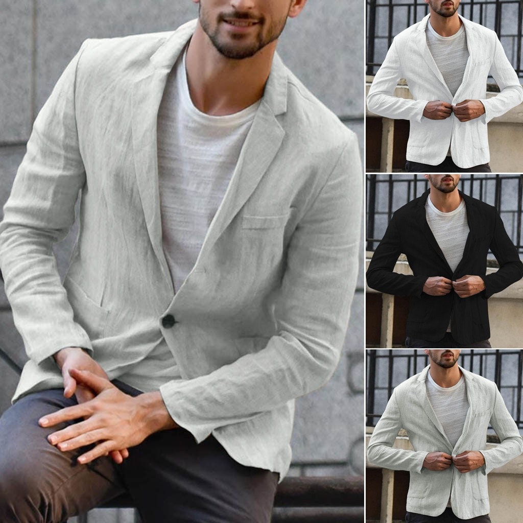 mens slim fit linen blazer