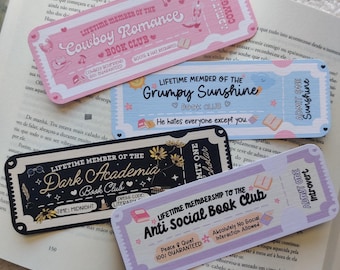 Marque-page pour club de lecture – Romance western, Soleil grognon, Dark Academia et Éditions antisociales | Marque-page pour amoureux des livres | Cadeau mignon pour les passionnés de lecture