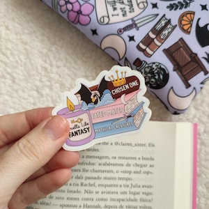 May include: A set of four colorful stickers featuring fantasy and mythical creature themes. The stickers are printed with the text "Chosen One", "Fated Mates", "Mythical Creatures", and "Feels Like Fantasy".