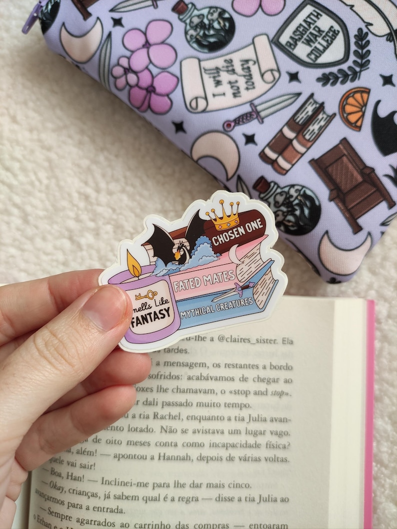 May include: A set of four colorful stickers featuring fantasy and mythical creature themes. The stickers are printed with the text "Chosen One", "Fated Mates", "Mythical Creatures", and "Feels Like Fantasy".