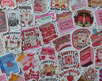 Romance, romance, érotisme, livres, amoureux des livres, rat de bibliothèque, autocollants en vinyle, holographiques, adhésifs, papeterie de société