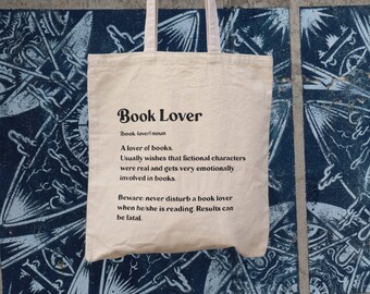 Book Lover Bookish Tote Bag Toile Collante Société Papeterie