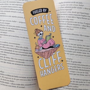 Fuelled by Coffee and Cliff Hangers Cozy Cute Pumpkin Ghost Books Fall Autumn Seasonal Reader Gift Winter Bookmarks Bookish Fall Accessories