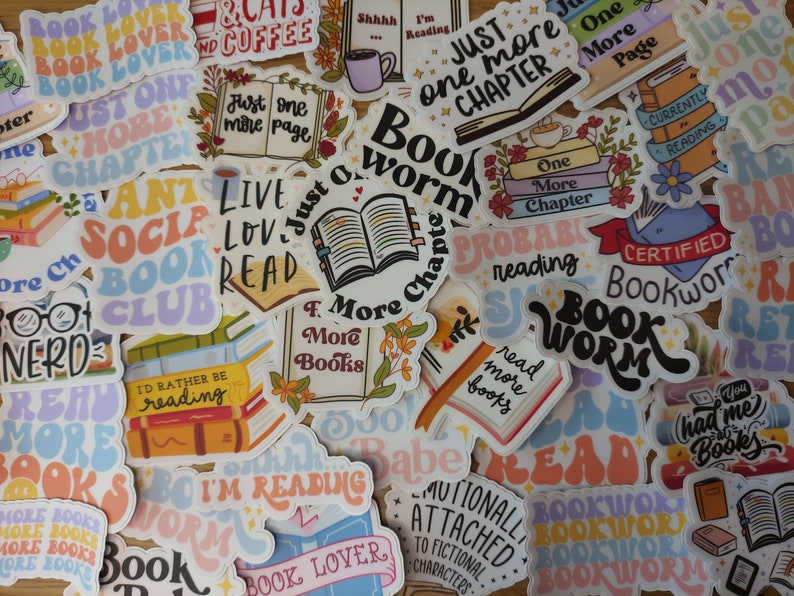 Bookish Booklover Bookworm Vinyl Stickers Holographic Sticky Society Stationery image 1