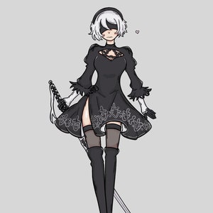 2B, NieR:Automata, drawing ,art, print, fanart
