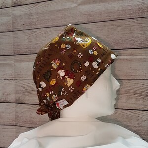 Euro scrub cap Winter motif deep surgical cap with cotton ties for short to long length hair adjustable scrub hat sports headwear for all