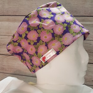 Euro scrub cap Surgical cap with wide back elastic for short or long length hair, Elasticated scrub hat unisex headwear