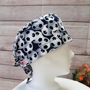 Soccer balls, Rainbow cats or cupcakes deep Surgical cap +- cotton ties for short /long length hair Adjustable scrub hat Sports headwear