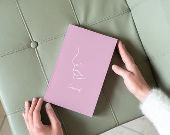 Pink face design Journal/Notebook/ Lined Notebook/ Pink Notebook/ Pink Lined Notebook/ A5 Notebook/ A5 Journal/ Line Art Design Notebook