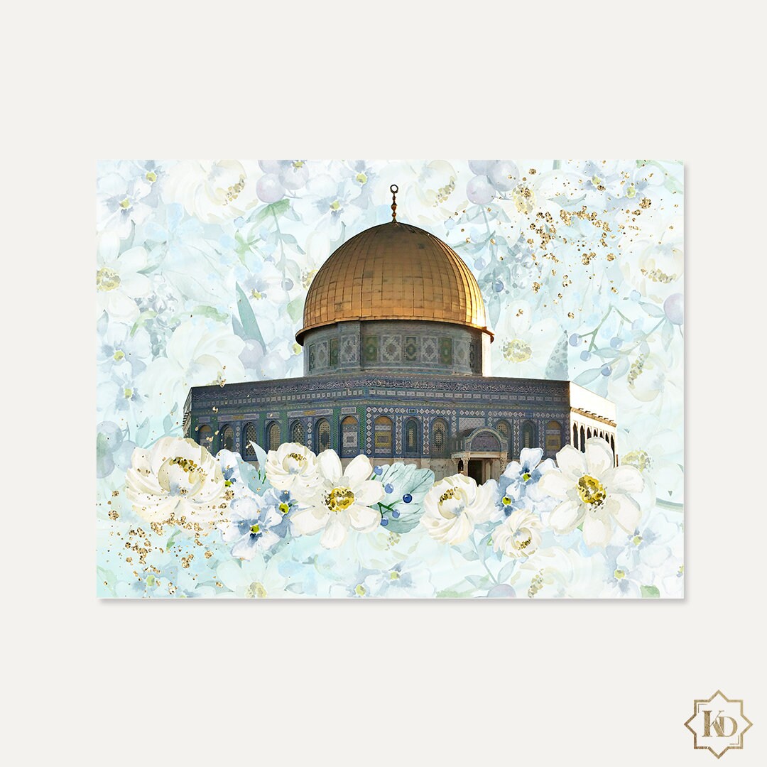 Dôme Du Rocher Fleuri | Poster, Affiche, Toile, Décoration Murale Islam