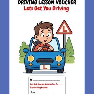 Buono per lezioni di guida di lusso per lui - Regalo glamour per neopatentati / Elegante biglietto "Let's Get You Driving" / Regalo di traguardo per uomo