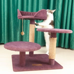 TRI-STEP ZEN, Cat Tree, Suitable for Senior Cats, Cat Tower, Premium Cat Scratching Post, Handmade Climbing Tree, Stylish Cat Furniture