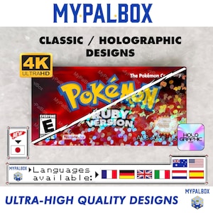 Klassisches/Holo-Label für Pokémon Rubin (PAL/USA/JAP) | Aufkleber für Pokémon Rubin GBA-Spielkassette | Premium-Qualität