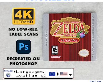 Etiqueta de reemplazo para The Legend of Zelda: Oracle of Seasons (PAL/EE. UU.) | Pegatina del cartucho de Zelda Seasons | Calidad Premium