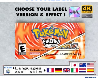 Metal / Holo Gba Label for Pokémon FireRed Version (PAL/USA/Jap) | High fidelity, Custom Pokémon Fire Red loose HD sticker | Premium Quality