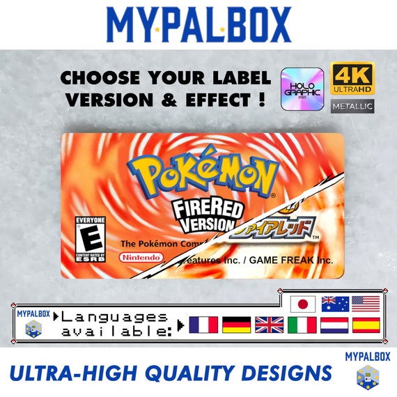Metal Holo Gba Label for Pokémon FireRed Version (PAL/USA/Jap) High  fidelity, Custom Pokémon Fire Red loose HD sticker Premium Quality