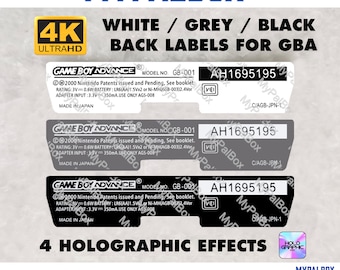 Holographic Back Label for Gameboy Advance | Highest fidelity available | Replacement Mod Custom HD sticker for GBA shell | Premium Quality