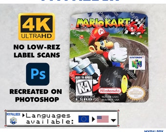 N64 Label for Mario Kart 64 (PAL/USA) | Highest fidelity available | Custom reproduction Mario Kart racing 64 | Premium Quality