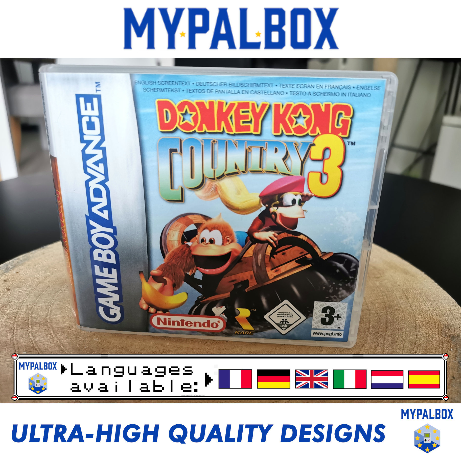 Ds Game Case for Donkey Kong Country on gba (PAL) DK Gamebox  Retro replacement box Custom cartridge box [Premium Quality]