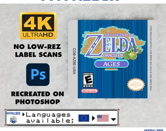 Etykieta zastępcza dla The Legend of Zelda: Oracle of Ages (PAL) | Naklejka na kasetę z grą Zelda Ages | Najwyższa jakość