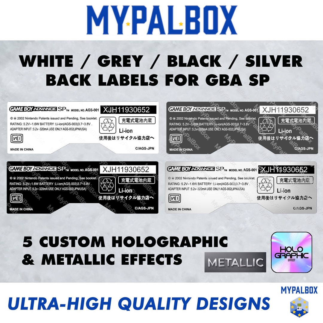 Holographic / Metallic Back Label for Gameboy Advance SP | Replacement ...
