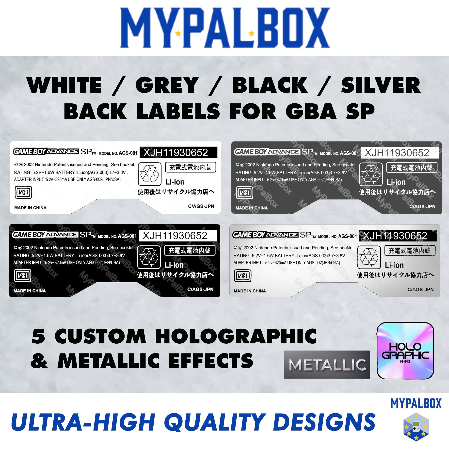 Holographic / Metallic Back Label for Gameboy Advance SP | Replacement ...