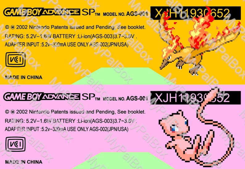 Metal Legendary Back Labels for Gameboy Advance SP | Custom Pokémon ...