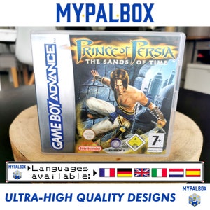 May include: Game Boy Advance game cartridge for Prince of Persia: The Sands of Time. The game case is silver with a black and white image of the main character on the front. The game is rated 7+ by PEGI.